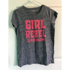 Girls Large Gray Tee W/ Pink Lettering
